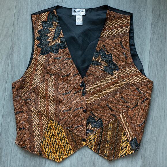 Ana Mori Vintage Beaded Vest - Made in Indonesia - Bold Ethnic Print - O/S - Picture 7 of 10